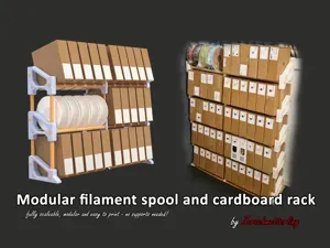 Modular filament spool and cardboard rack / shelf