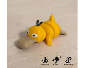 Cute Flexi Psyduck - Print-in-Place Fidget Toy