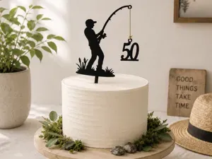 Fishing Cake Topper | Interchangeable Numbers