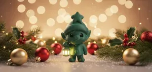 Elf with Lantern and Star Hat Christmas Figure