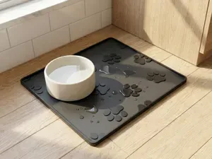 Modern Paw Print Pet Food & Water Bowl Mat