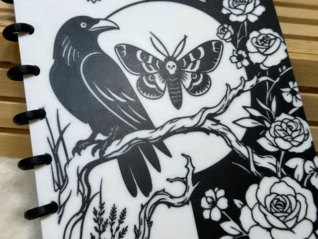 A5 Notebook Cover Raven and Moth