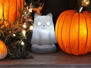 Boo-Meow Ghost Cat LED Tea Light Holder