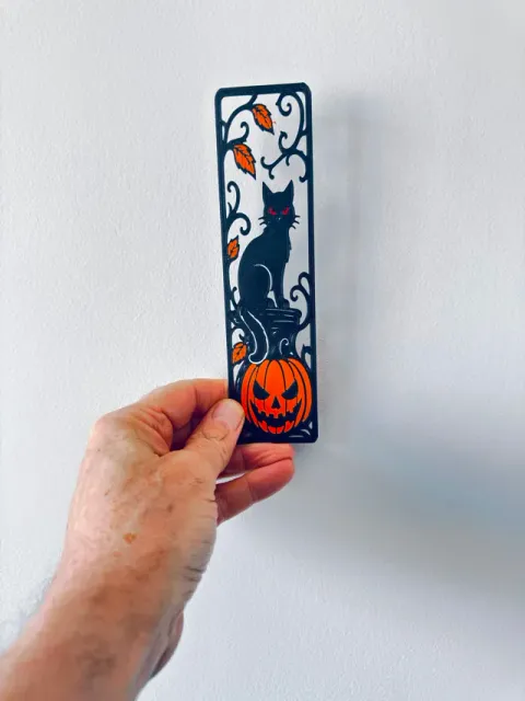 Halloween Black Cat & Pumpkin Openwork Bookmark — Фото 2 из 2