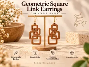 Geometric Square Link Earrings