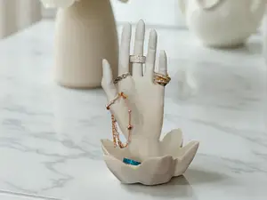 Hand-Shaped Jewelry Stand/Display with Lotus Bowl