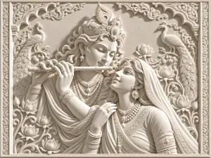 Krishna & Radha Divine Flute Wall Art