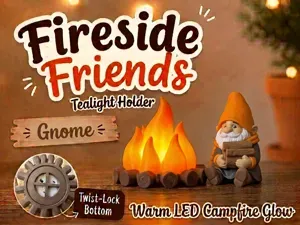 Fireside Friends Tealight Holder Gnome