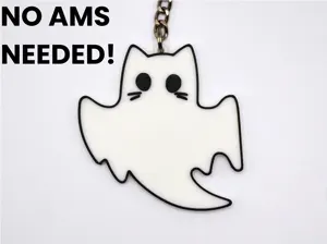 Cute Halloween Floating Ghost Cat Keychain Keyring