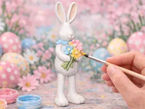 easter bunny with flowers Paint-Your-Own