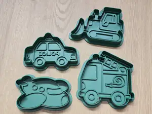 Police Car Truck Plane Bulldozer Stamp Cookie
