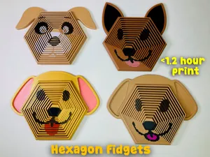 HexaPup - Dog Hexagon Fidget Toy (Print in Place)