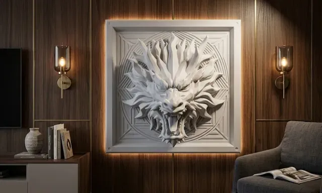 Majestic Dragon Head 3D Wall Relief — Фото 2 из 3