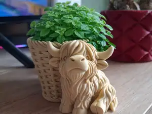 Highland Charm – Cozy Cow Planter Basket