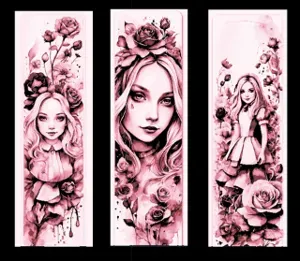 Set of 3 Bookmarks - Alice Portraits from Alice in Wonderland