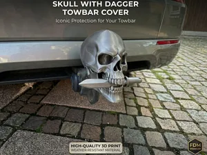 Skull with Dagger Trailer Hitch Cover