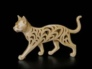 Elegante escultura de gato caminando