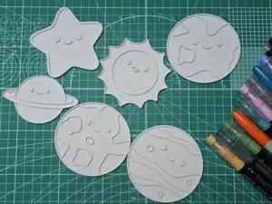 Cute Planets Coloring Set Sun Moon Earth Space