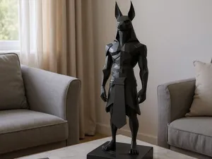 Minimalist Low Poly Anubis Statue