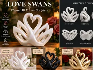 Elegant Swan Couple – Heart Sculpture | Romantic