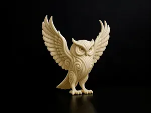 Elegante escultura ornamental tribal de búho real