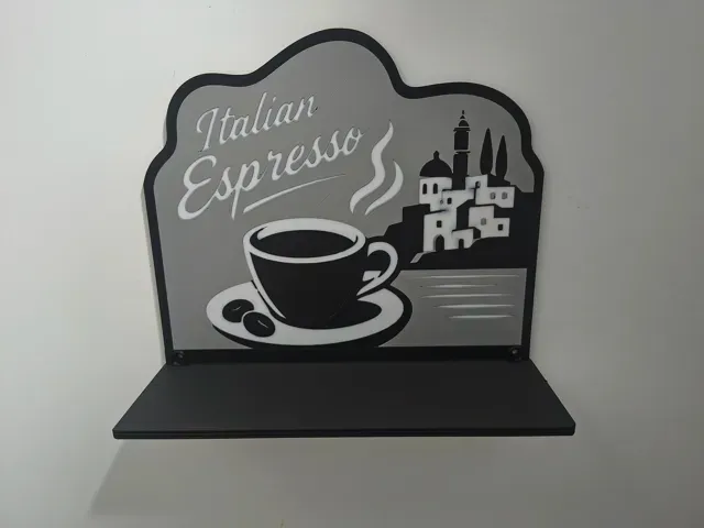 Italian Espresso Coffee Wall Shelf – Café Decor — Фото 3 из 4