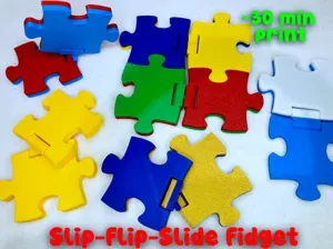 Puzzle Piece Slider + Flip Fidget (Print in Place)