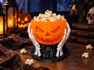 Skeleton Pumpkin Popcorn Bowl – Halloween Candy