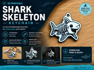 Shark Skeleton Keychain
