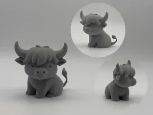 Chibi Highland Cow – Cute Farm Figurine