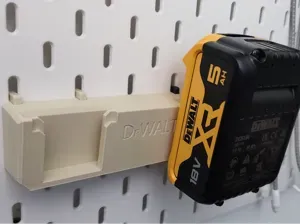Ikeas Skadis holder for Dewalt XR battery pack