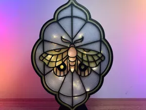 Stained Glass Moth Lantern LightUp Bookshelf Decor