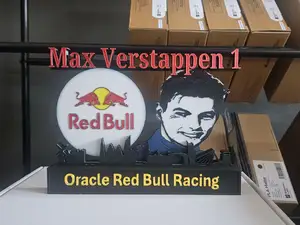 Max Verstappen Red Bull racing with skyline