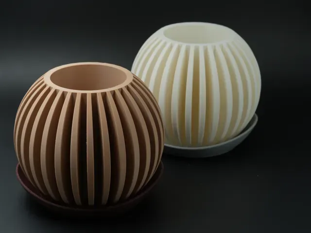 Lumen Planter - Ribbed Sphere Plant Pot | Japandi — Фото 7 из 11