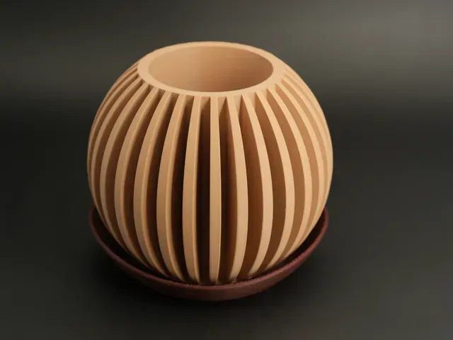 Lumen Planter - Ribbed Sphere Plant Pot | Japandi — Фото 9 из 11