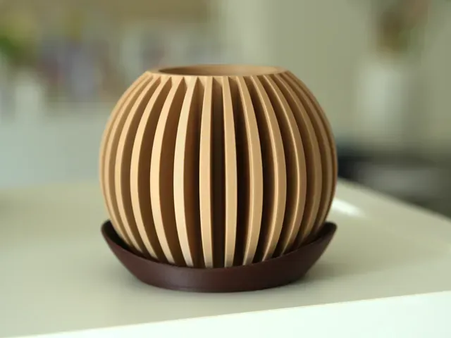 Lumen Planter - Ribbed Sphere Plant Pot | Japandi — Фото 3 из 11