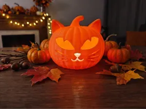 Spooky Cat Jack-O-Lantern – LED Light Decor