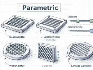 Parametric Ventilation / Filter Grid - OpenSCAD