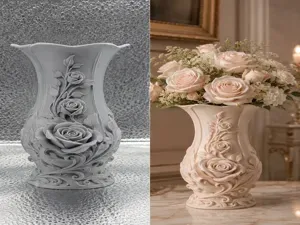 Romantic Rose Relief Decorative Flower Vase