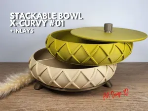 Stackable Bowl Tray - X-Curvy 01 + Inlays