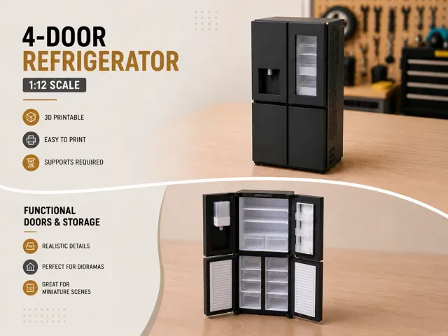 1:12 ǀ 4-Door Refrigerator with accessories