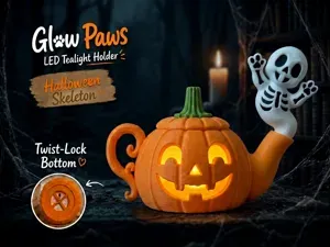 Skeleton Glowpaws Tea Light Holder Teapot