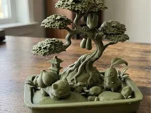 Pokemon Grass Starter Bonsai Garden Diorama