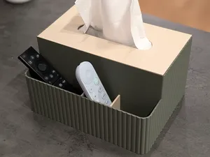 Tissue box organizer with drawer