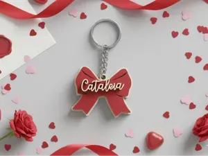 Customizable Valentine Bow Keychain