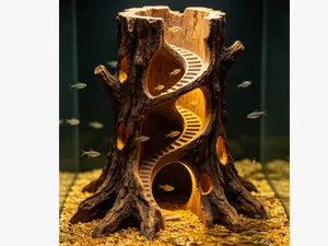 鱼缸造景 微景观造景 枯木树洞 幼鱼/爬宠躲避屋