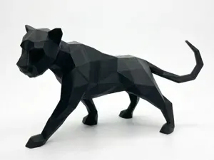 Low Poly Black Panther (Jaguar) Animal Sculpture