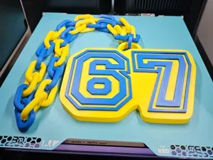 Huge 67 pendant varsity font almost 9 inches wide