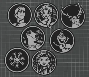 Frozen - Anna, Elsa, Olaf, Sven - fridge magnets