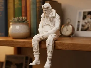 Sad WWII Fighter Pilot Edge Sitter Figurine!